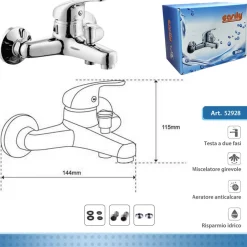 RUBINETTO MISCELATORE VASCA DA BAGNO GRIGIO SILVER CON ATTACCO PER DOCCIA BARI