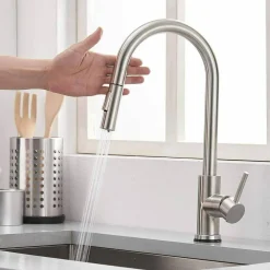RUBINETTO MONOCOMANDO LAVELLO CUCINA CON SENSORE TOUCH CON DOCCETTA ESTRAIBILE