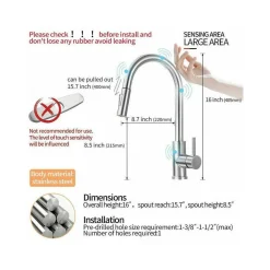 RUBINETTO MONOCOMANDO LAVELLO CUCINA CON SENSORE TOUCH CON DOCCETTA ESTRAIBILE