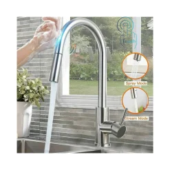 RUBINETTO MONOCOMANDO LAVELLO CUCINA CON SENSORE TOUCH CON DOCCETTA ESTRAIBILE