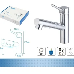 RUBINETTO MONOCOMANDO LAVELLO CUCINA CON DOCCETTA ESTRAIBILE A CANNA CORTA BASSA