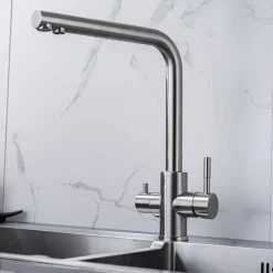 RUBINETTO MONOCOMANDO LAVELLO CUCINA 3 VIE ACQUA FREDDA E CALDA GIREVOLE 360°