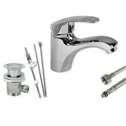 RUBINETTO MONOFORO LAVABO MISCELATORE MONOCOMANDO DA BAGNO OTTONE CROMATO 52328A