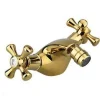 RUBINETTO PER BAGNO BIDET MISCELATORE DOPPIA MANOPOLA IN OTTONE ORO LUCIDO