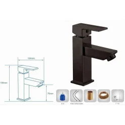 RUBINETTO PER BAGNO ULTRA MODERNO MISCELATORE ORIENTABILE LAVABO NERO OPACO 87207