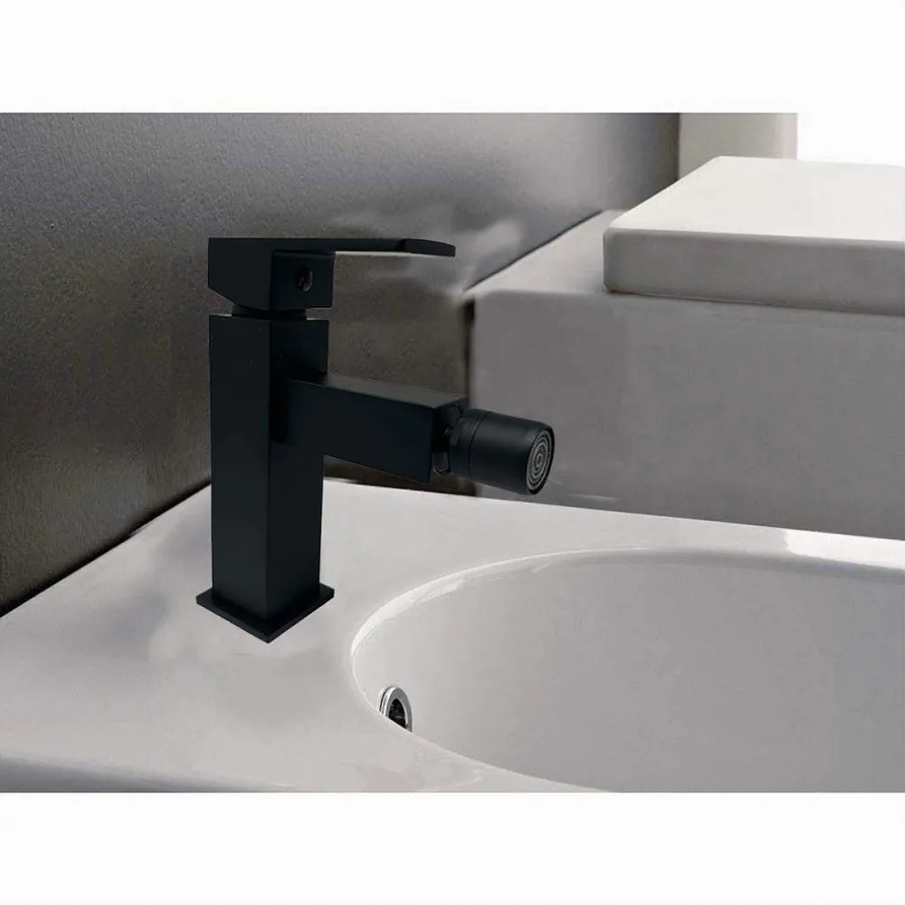 RUBINETTO PER BAGNO ULTRA MODERNO MISCELATORE ORIENTABILE BIDET NERO OPACO 87208