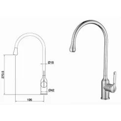 RUBINETTO PER CUCINA MISCELATORE LAVELLO CANNA ALTA MONOCOMANDO SILVER 87260