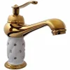 RUBINETTO PER LAVABO CON BRILLANTINI MISCELATORE BAGNO MONOFORO ORO BASSO 52149