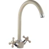 RUBINETTO PER LAVELLO CUCINA A CANNA ALTA CROCE BICOMANDO A VITE COLORE AVENA