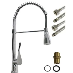 RUBINETTO PER LAVELLO DA CUCINA A CANNA ALTA CON MANIGLIA A LEVA E DOCCETTA