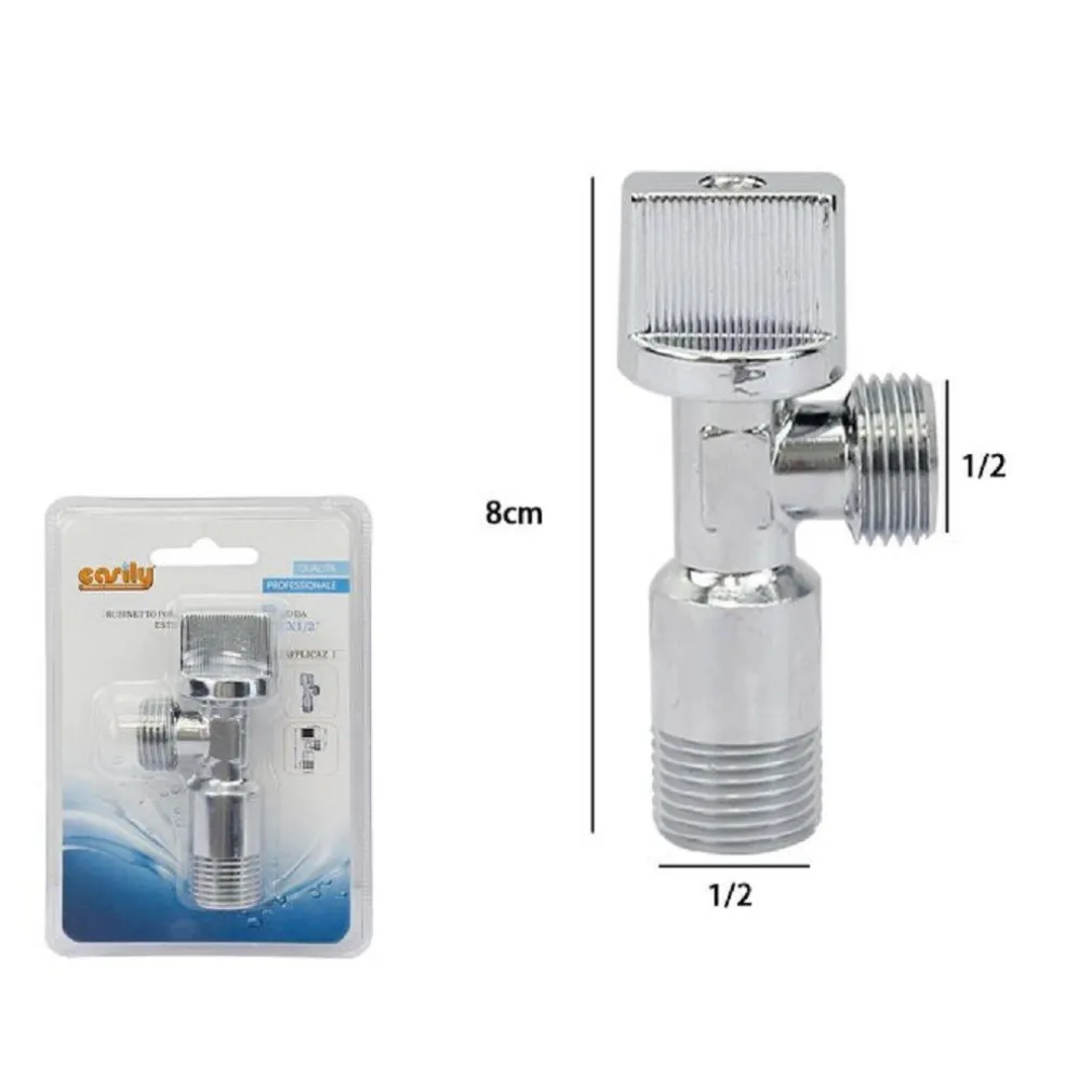 RUBINETTO SOTTOLAVABO CROMATO 1/2 1/2 SOTTO LAVANDINO 8CM CROMO VALVOLA 59985