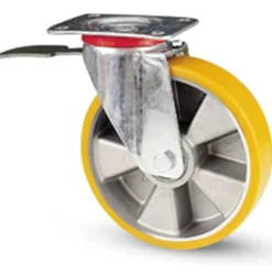 RUOTA GIREVOLE CON PIASTRA E FRENO RIVESTIMENTO IN POLIURETANO AVOLAN SH A 91