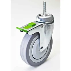 RUOTA GIREVOLE GRIGIA CON PERNO E FRENO TBBF PER CARRELLO CARICO PESANTE PORTATA