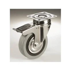 RUOTA GRIGIA CON PIASTRA GIREVOLE E FRENO TBBP CEBORA DIAMETRO 60 80 100 125