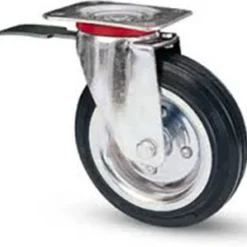 RUOTA IN GOMMA CON PIASTRA GIREVOLE CON FRENO AVO flange in acciaio