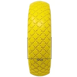 RUOTA PIENA ANTIFORATURA PU GIALLA CARRELLO CARRIOLA 25CM CERCHIO IN PLASTICA