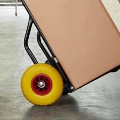 RUOTA PIENA ANTIFORATURA PU GIALLA CARRELLO CARRIOLA 25CM CERCHIO IN PLASTICA