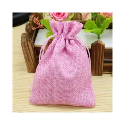 SACCHETTI JUTA ROSA BOMBONIERE PORTACONFETTI SEGNAPOSTO SEGNATAVOLO SACCHETTINO