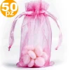 SACCHETTI ROSA ORGANZA BOMBONIERA NASCITA MATRIMONIO COMPLEANNO CONFETTI REGALO