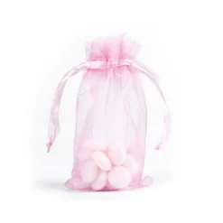 SACCHETTI ROSA ORGANZA BOMBONIERA NASCITA MATRIMONIO COMPLEANNO CONFETTI REGALO