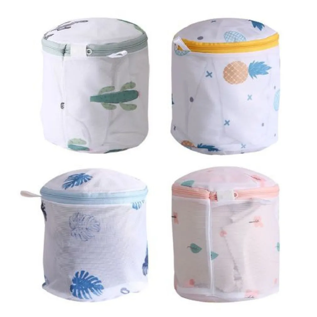 SACCHETTO LAVAGGIO RETE CON CERNIERA BIANCHERIA TONDO 16X16 CM A FANTASIA 58132