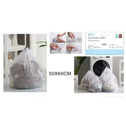 SACCHETTO LAVANDERIA BUCATO BORSA A RETE BIANCHERIA 50X60 CM CON COULISSE 58140