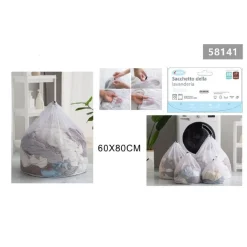 SACCHETTO LAVANDERIA BUCATO BORSA A RETE BIANCHERIA 60 X 80CM CON COULISSE 58141