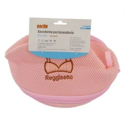 SACCHETTO LAVANDERIA LAVATRICE CON ZIP BIANCHERIA INTIMO REGGISENO 16X16CM 59370