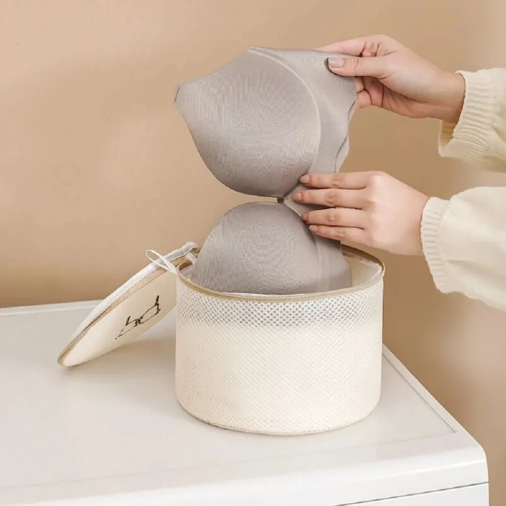 SACCHETTO LAVATRICE BEIGE BORSA BIANCHERIA INTIMA LAVAGGIO A RETE 17X15CM 58115