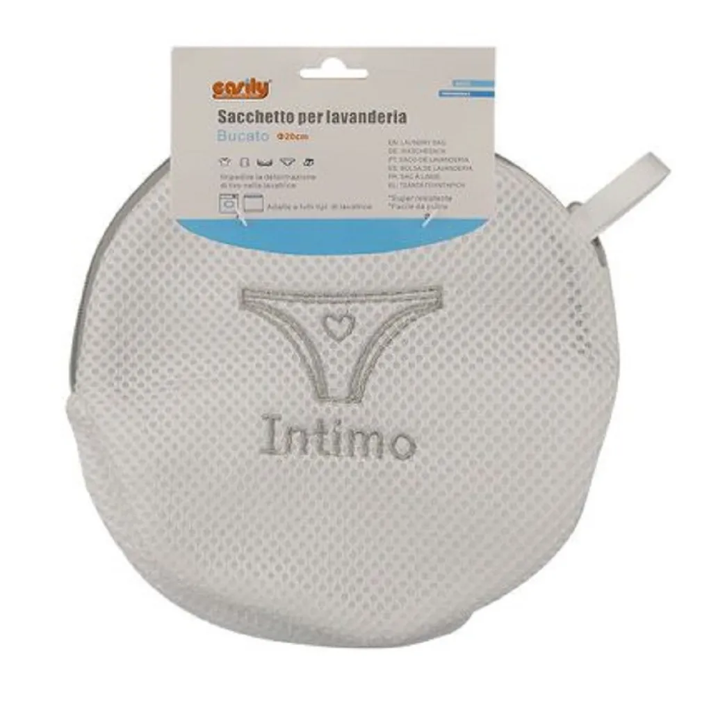 SACCHETTO LAVATRICE BORSA PER BIANCHERIA LAVAGGI A RETE INTIMO 20CM GRIGIO 59376
