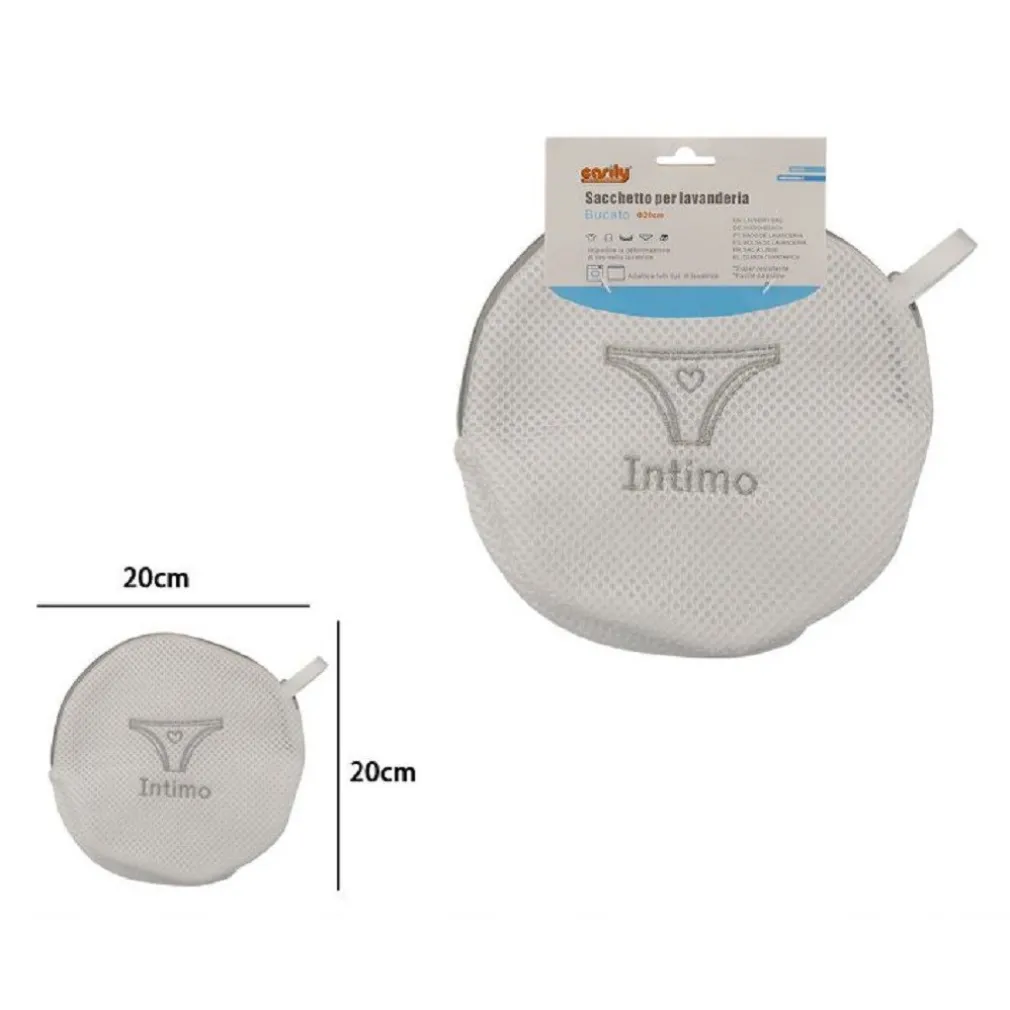 SACCHETTO LAVATRICE BORSA PER BIANCHERIA LAVAGGI A RETE INTIMO 20CM GRIGIO 59376