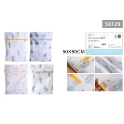 SACCHETTO PER LAVAGGIO RETE CON CERNIERA BIANCHERIA 50 X 60 CM A FANTASIA 58129