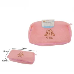 SACCHETTO PER LAVANDERIA LAVATRICE LAVAGGI BIANCHERIA RETE ROSA 36X18X10CM 59372