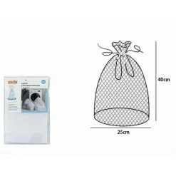 SACCHETTO RETE FINE FORMA A SACCO SALVABIANCHERIA PROTEGGI BUCATO 25X40 CM 59990