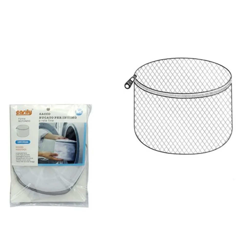 SACCO A RETE FINE FORMA ROTONDA PROTEGGI BUCATO PER INTIMO CON ZIP 16X16CM 59994