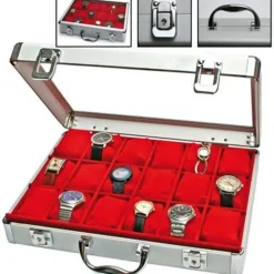 SAFE VALIGETTA PORTAOROLOGI 18 POSTI 18 OROLOGI VALIGETTA PORTAOROLOGI ALLUMINIO