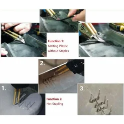 SALDATORE PER RIPARAZIONE PARAURTI PLASTICA AUTO CON GRAFFETTE CUCITRICE A CALDO