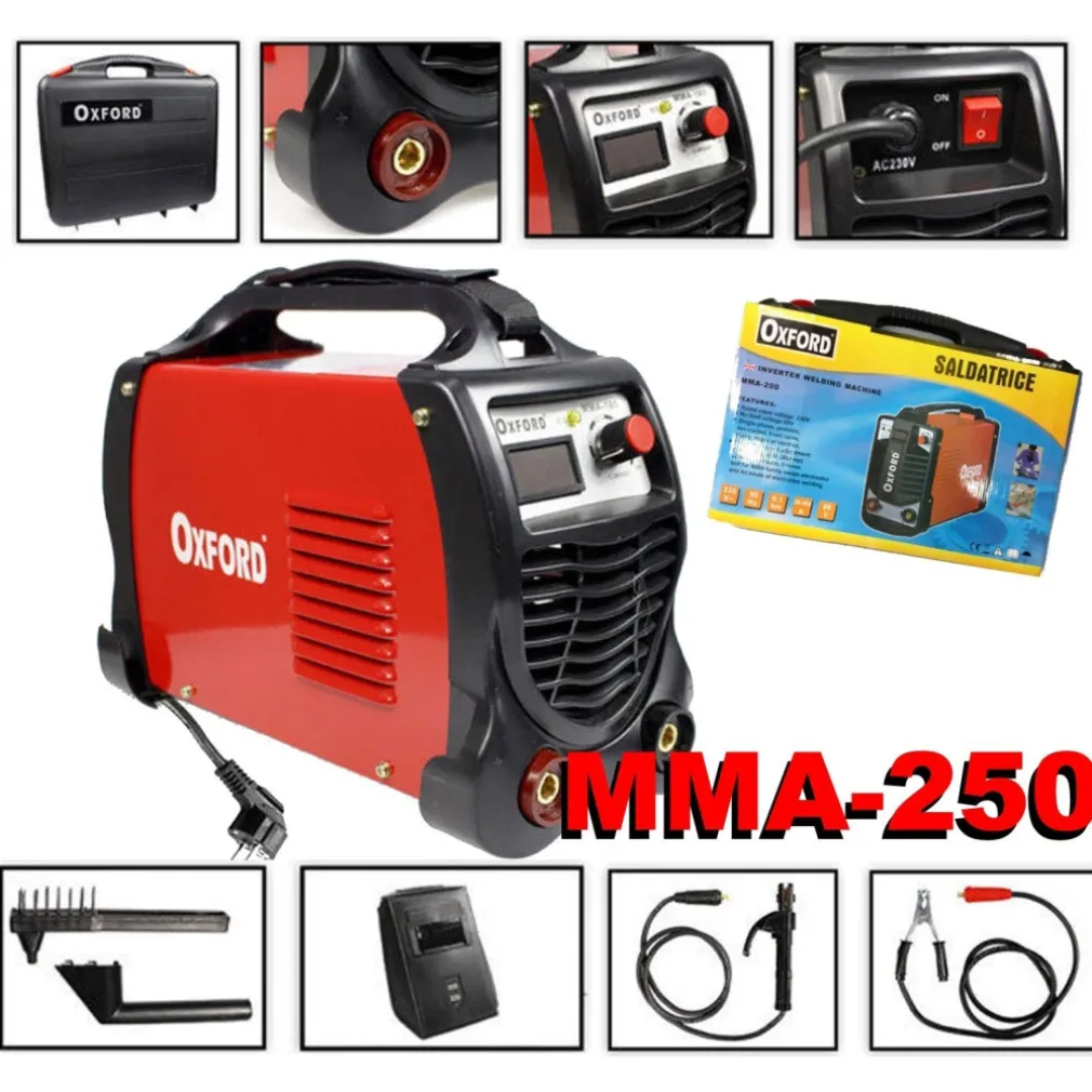 SALDATRICE INVERTER AD ELETTRODO 250 AMPERE CON ACCESSORI E DISPLAY AMPERAGGIO