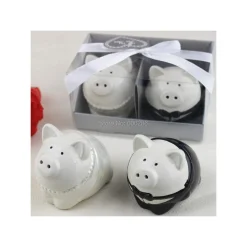 SALE E PEPE COPPIA SPOSI CERAMICA SCATOLA SEGNAPOSTO SALIERA PEPIERA BOMBONIERA