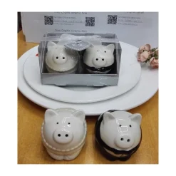 SALE E PEPE COPPIA SPOSI CERAMICA SCATOLA SEGNAPOSTO SALIERA PEPIERA BOMBONIERA