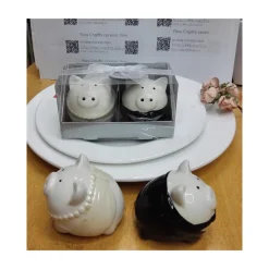 SALE E PEPE COPPIA SPOSI CERAMICA SCATOLA SEGNAPOSTO SALIERA PEPIERA BOMBONIERA