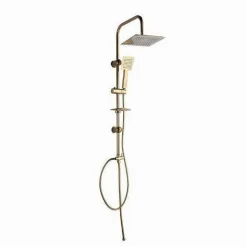 SALISCENDI BAGNO COLONNA DOCCIA MISCELATORE ORO SOFFIONE QUADRATO DOCCETTA 87305