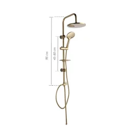 SALISCENDI BAGNO COLONNA DOCCIA MISCELATORE ORO SOFFIONE ROTONDO DOCCETTA 87306