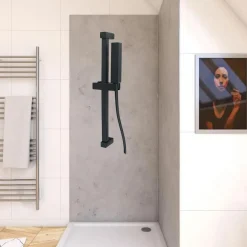 SALISCENDI 60CM DOCCIA NERO CON DOCCINO SOFFIONE QUADRATO BAGNO 87495 TUBO 180CM