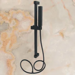 SALISCENDI 60CM DOCCIA NERO CON DOCCINO SOFFIONE QUADRATO BAGNO 87495 TUBO 180CM