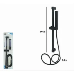 SALISCENDI 60CM DOCCIA NERO CON DOCCINO SOFFIONE QUADRATO BAGNO 87495 TUBO 180CM