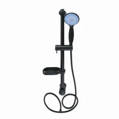 SALISCENDI COLONNA DOCCIA NERO SOFFIONE MULTIGETTO MENSOLA PORTA SAPONE BAGNO 87494