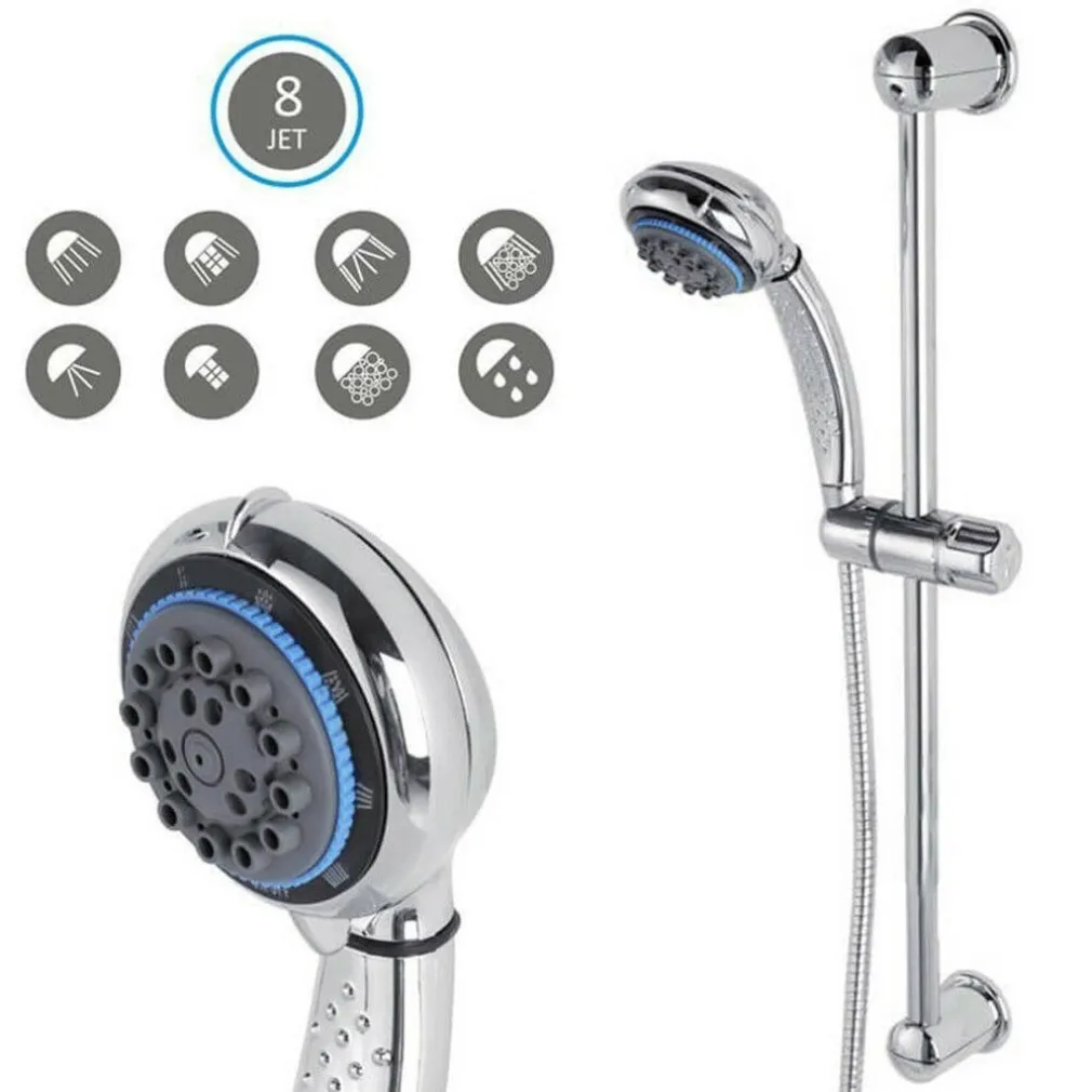 SALISCENDI CON SOFFIONE DOCCIA 8 FUNZIONI GETTI ASTA 60 CM CROMATO BAGNO VASCA