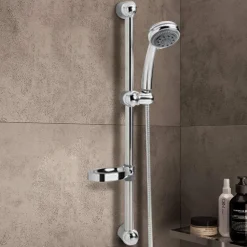 SALISCENDI CON SOFFIONE DOCCIA 8 FUNZIONI GETTI ASTA 60 CM CROMATO BAGNO VASCA