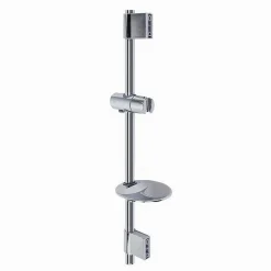 SALISCENDI CROMATO PER SOFFIONE DOCCIA CON PORTA SAPONE BAGNO MODERNO 60CM 79361